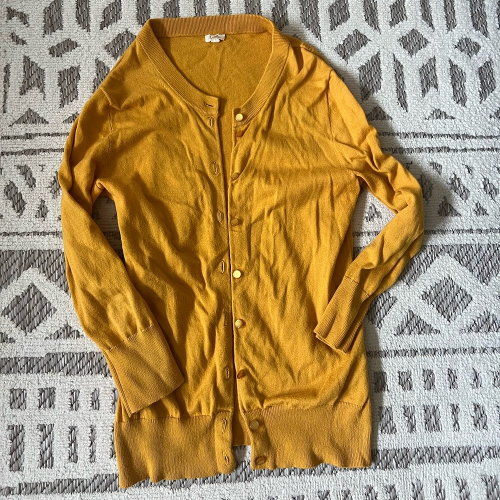 J.Crew Claire Cardigan in beautiful Mustard color, Size XS
